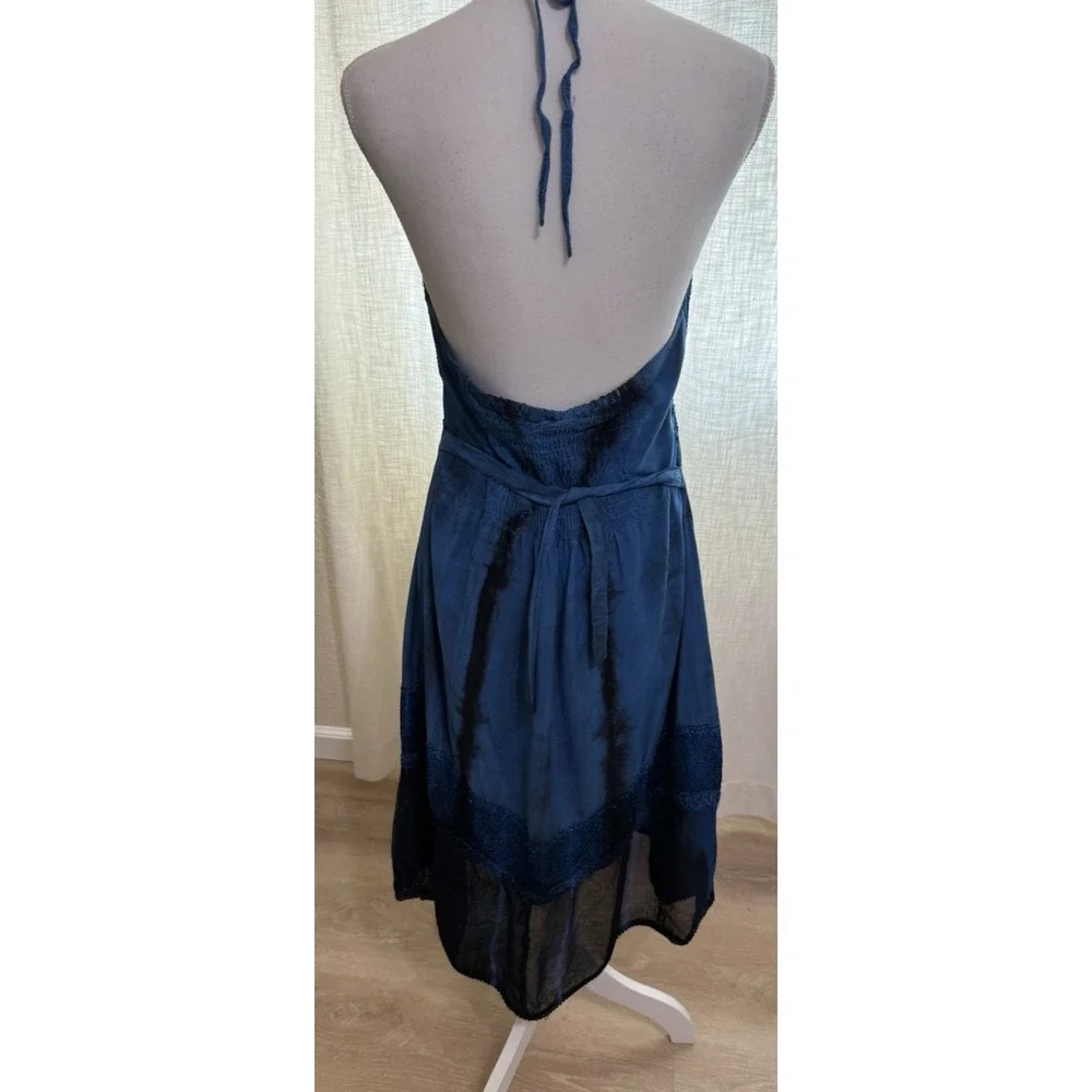 Fashion Terminal Dress Halter Smocked Boho Fairy Festival Embroidered Beachy SM - Picture 3 of 16